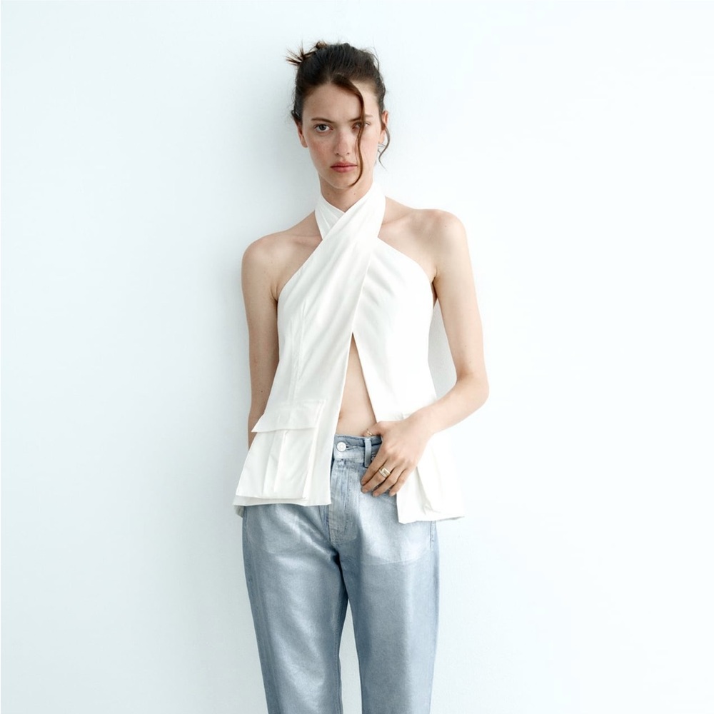 NWT Zara open back halter Top